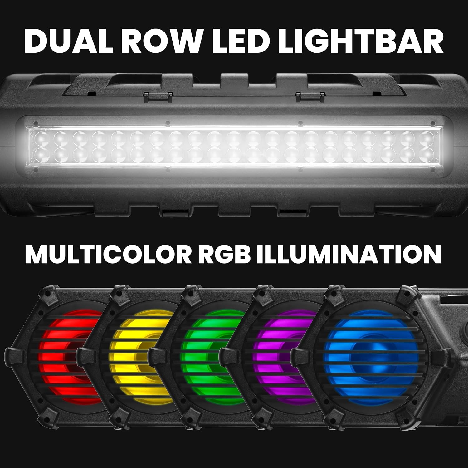 BOSS Audio Systems ATV30BRGB ATV Speaker System - 6.5 Inch Speakers, 1 Inch Tweeters, Built-in Amplifier, Bluetooth, Multi-Color Illumination