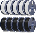 SUNLU 3D Printer Filament 10kg Bundle, Neatly Wound PLA Filament 1.75mm ±0.02mm, Individually Vacuum-Sealed,1kg per Spool, 10 Pack, (5 spools of Black and 5 spools of White)