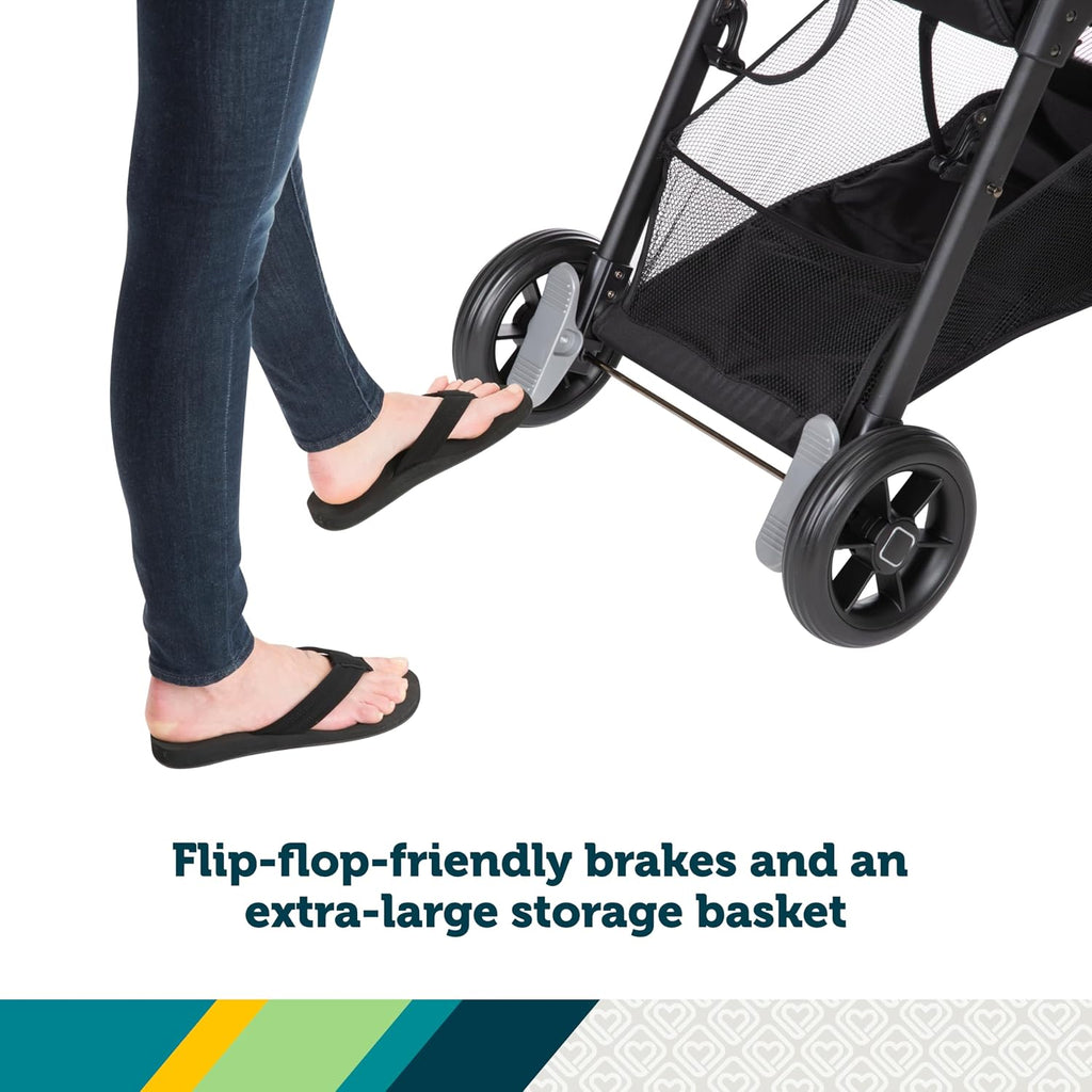 Safety 1st Smooth Ride Travel System Stroller and OnBoard FLX Infant Car Seat, Newborn to Toddler Baby Combo, Easy-Install, Large Canopy, Ample Storage, Foldable, Rear-Facing 4-30 lbs, Monument