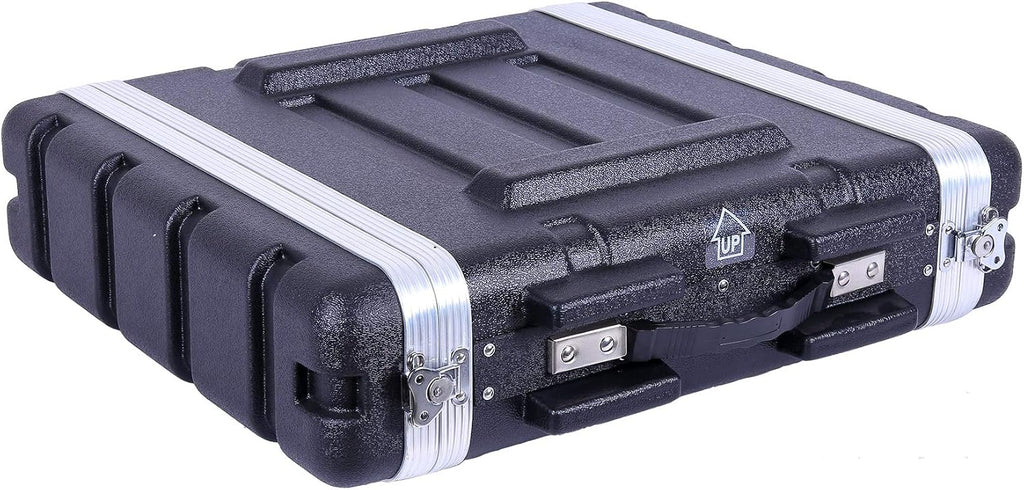 Crossrock Stackable 2U Rack Case, Standard 19.25' Depth, Polyethylene Hard-shell Construction with Heavy Duty Hardware-Black(CRA9602U)