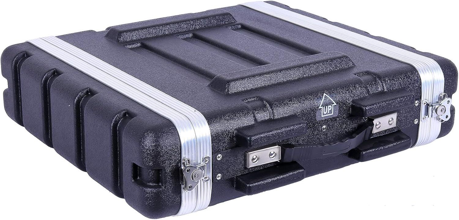 Crossrock Stackable 2U Rack Case, Standard 19.25' Depth, Polyethylene Hard-shell Construction with Heavy Duty Hardware-Black(CRA9602U)