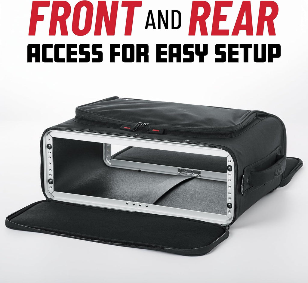 Gator Cases Lightweight Rack Bag with Removable Shoulder Strap Stage and Studio Equipment Case (GR-RACKBAG-3U)