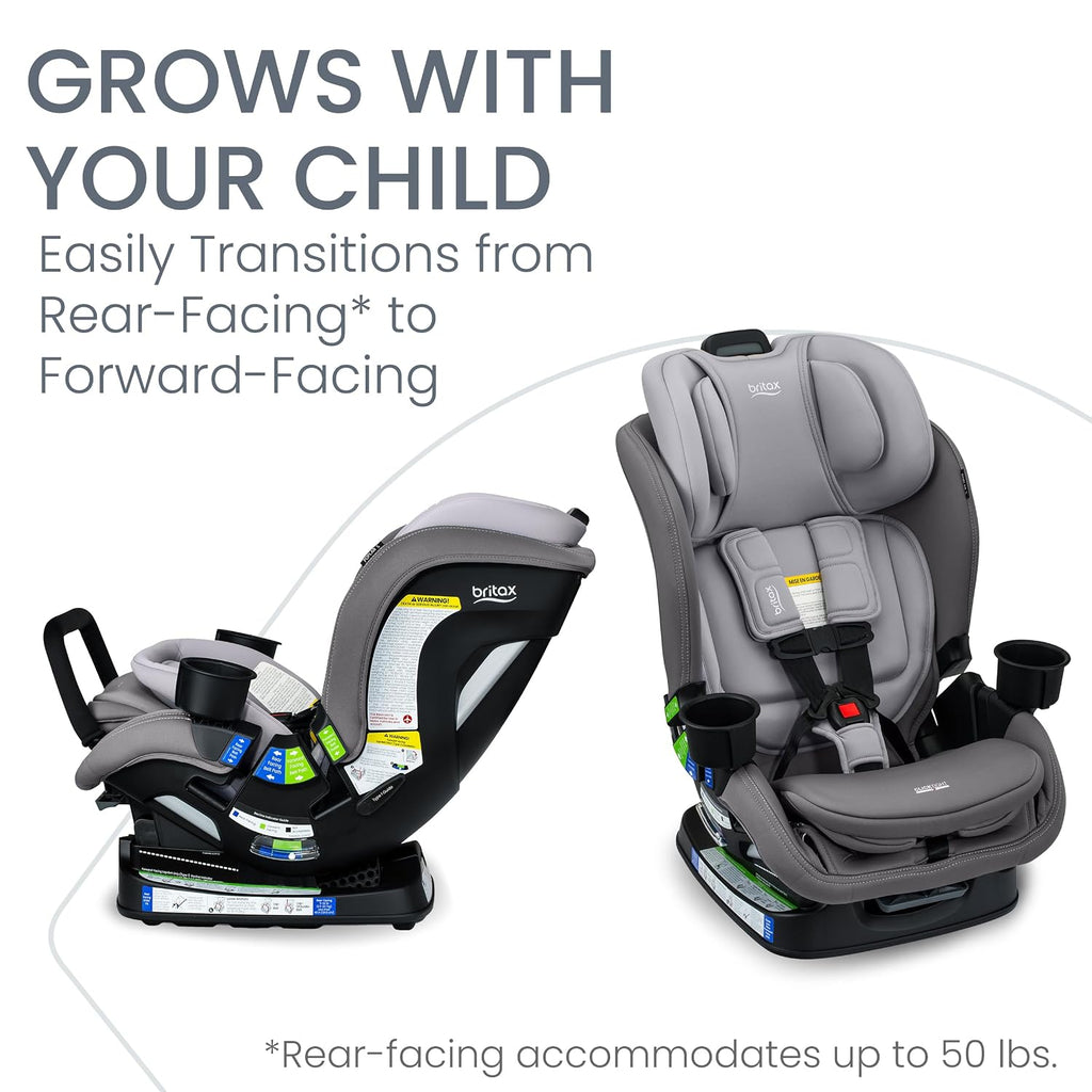 Britax Poplar S Convertible Car Seat, 2-in-1 Car Seat Extended Rear Facing, 17' Slim Car Seat Design with Fast & Easy ClickTight Installation, Anti-Rebound Bar & SafeWash Fabrics — Glacier Graphite