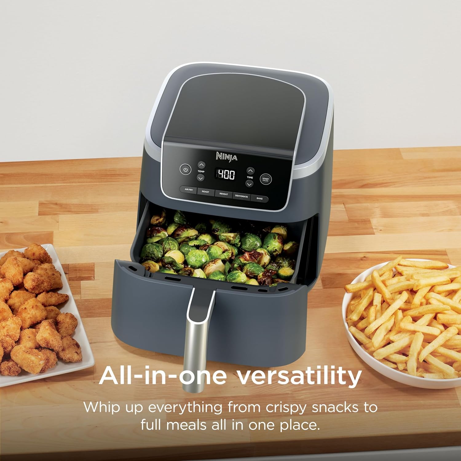 Ninja Air Fryer Pro 5-in-1 | 5 QT Capacity, Air Fry, Bake, Roast, Reheat, and Dehydrate, Air Crisp Technology | Nonstick Basket & Crisper Plate | Cyberspace | AF142BL