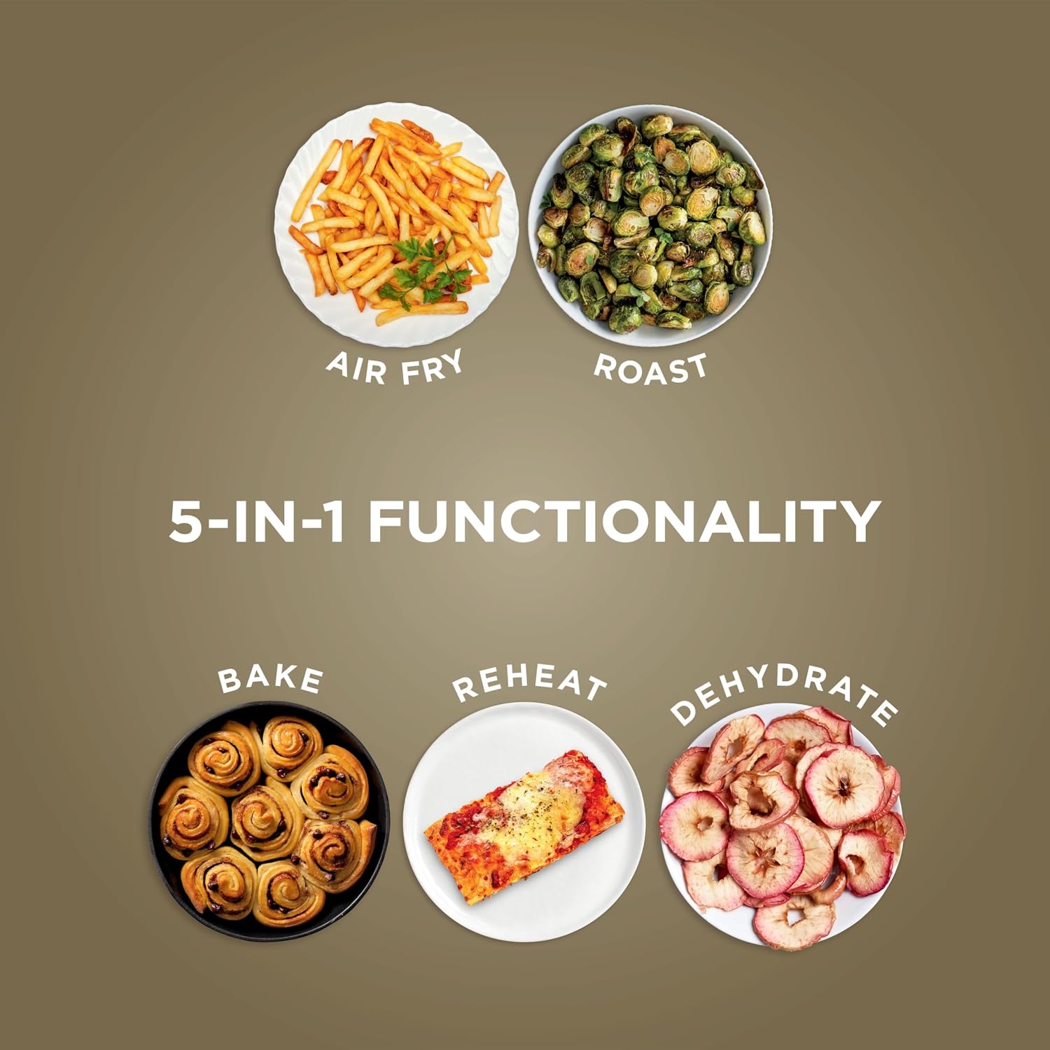 Ninja Air Fryer Pro 5-in-1 | 5 QT Capacity, Air Fry, Bake, Roast, Reheat, and Dehydrate, Air Crisp Technology | Nonstick Basket & Crisper Plate | Stone | AF142SD