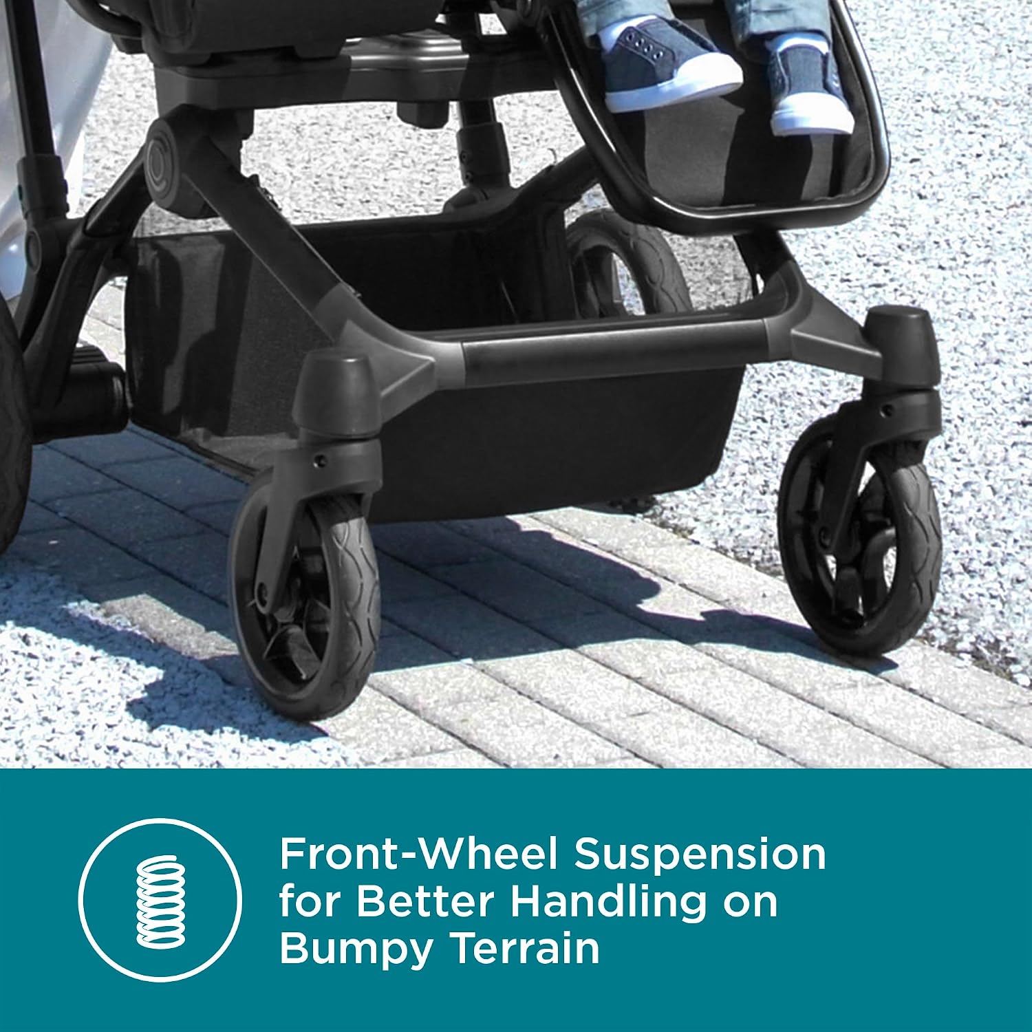 Contours Element Side-by-Side Convertible Toddler and Baby Stroller Single-to-Double, Reversible Seating Options, Infant Seat Compatible, Spacious Storage, UPF 50 Sun Canopy - Stealth Black