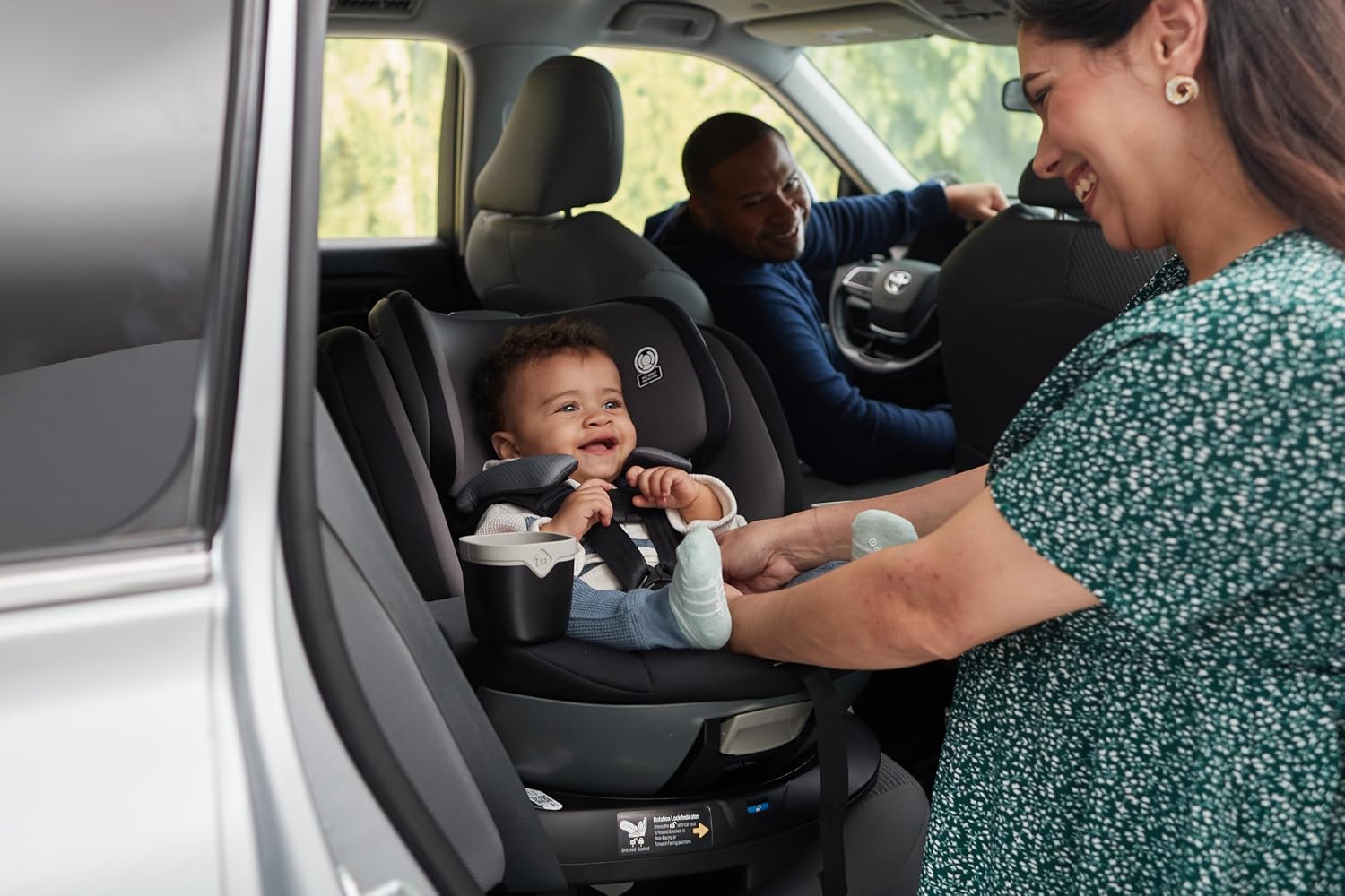 Safety 1st Turn and Go 360 ST Rotating All-in-One Convertible Car Seat, SafetySwivel Technology, SecureTech Installation, 3-in-1 Rear-Facing, Forward-Facing, Booster, 5-100 lbs, Dark Triad
