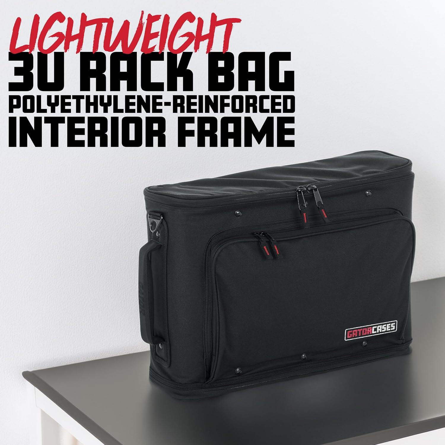 Gator Cases Lightweight Rack Bag with Removable Shoulder Strap Stage and Studio Equipment Case (GR-RACKBAG-3U)
