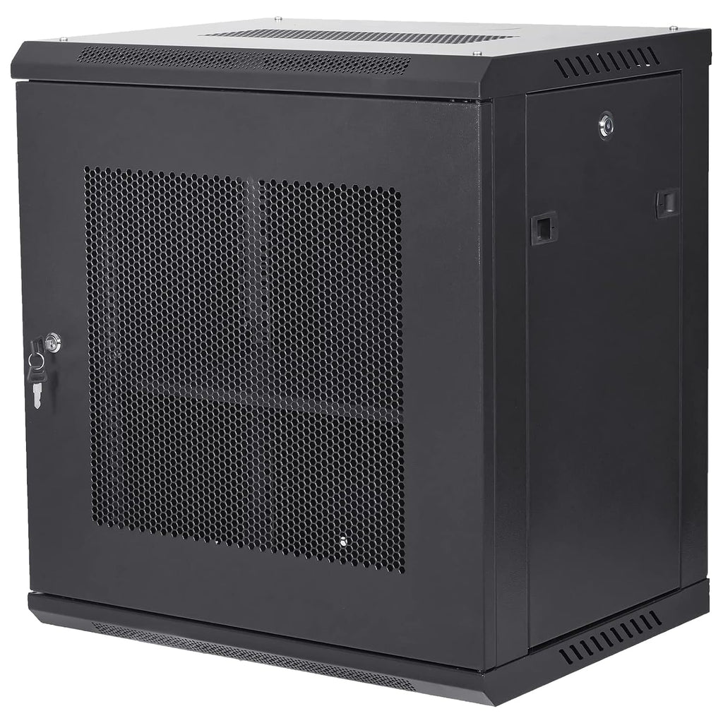 VEVOR 12U Wall Mount Network Server Cabinet, 15.5'' Deep, Server Rack Cabinet Enclosure, 200 lbs Max. Ground-Mounted Load Capacity, with Locking Door Side Panels, for IT Equipment, A/V Devices