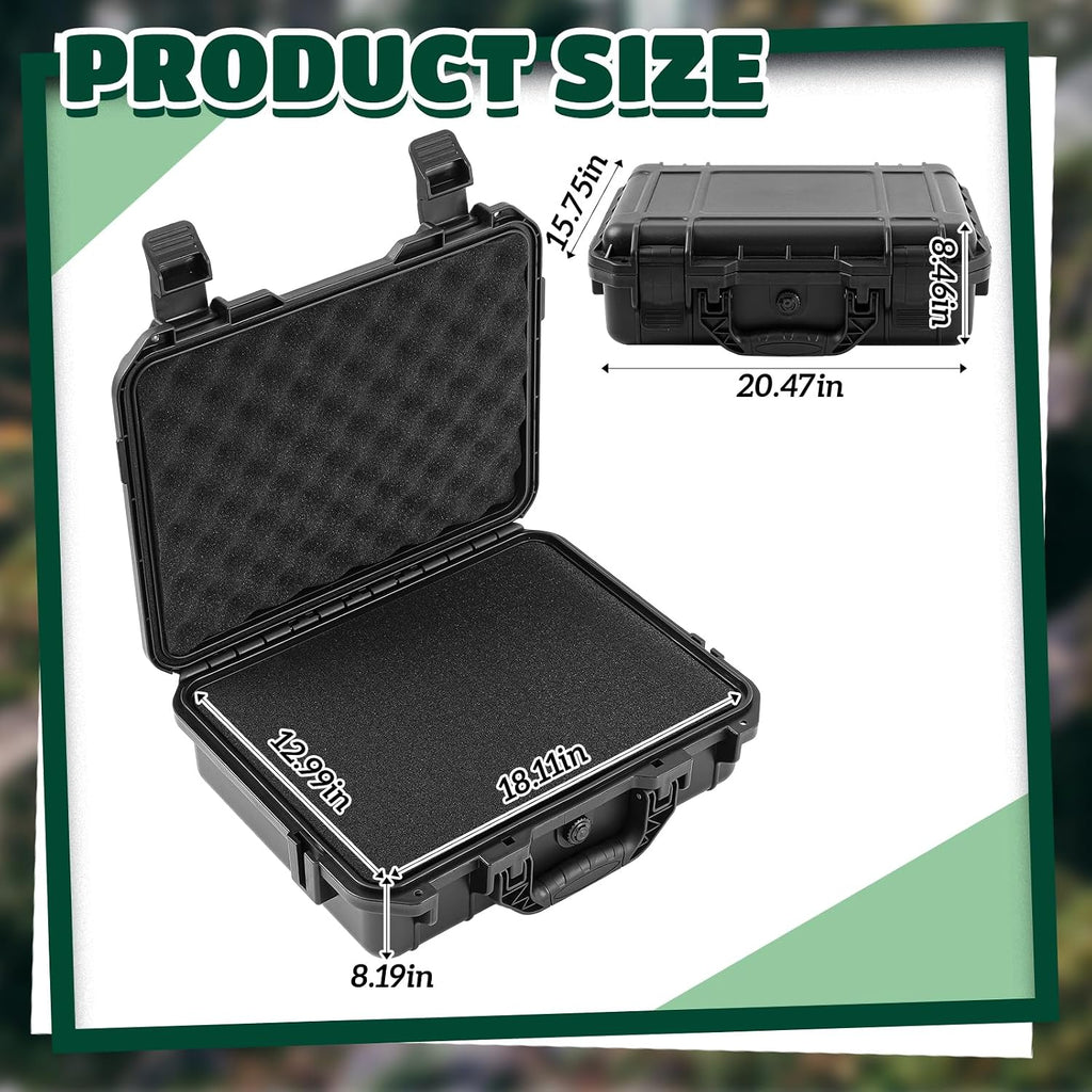 Relaxweex 1 Pcs Waterproof Hard Case with DIY Customizable Foam Insert Portable Protective Case with Knife for Camera Drones Equipments Tools Test Instruments(Black,20.5 x 15.8 x 8.5 Inch)