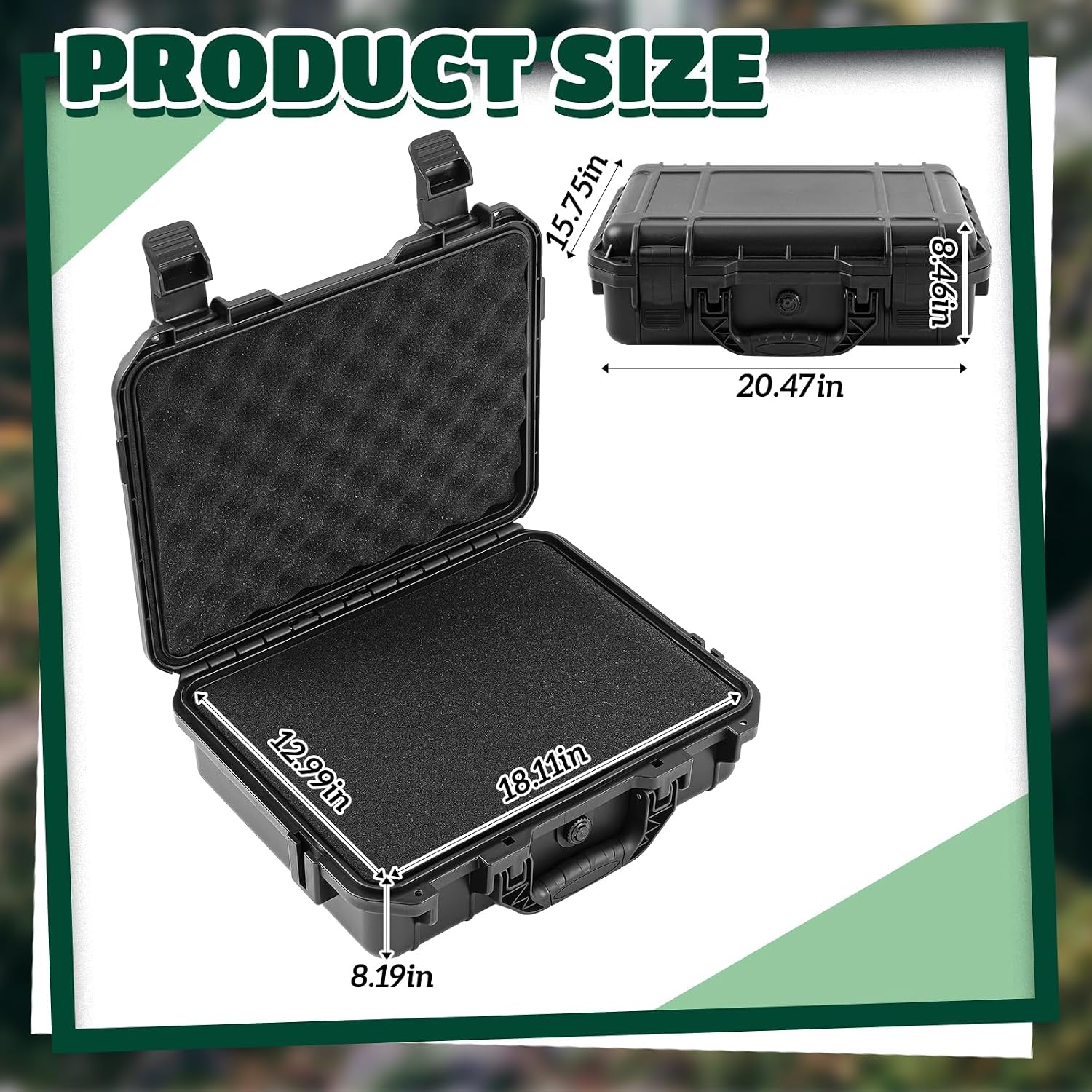 Relaxweex 1 Pcs Waterproof Hard Case with DIY Customizable Foam Insert Portable Protective Case with Knife for Camera Drones Equipments Tools Test Instruments(Black,20.5 x 15.8 x 8.5 Inch)