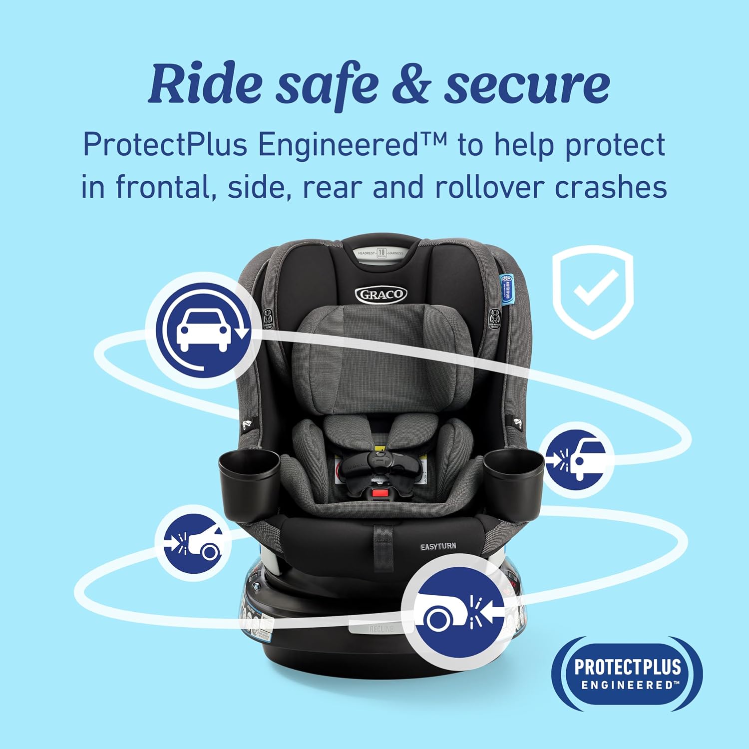 Graco EasyTurn 360 2-in-1 Rotating Convertible Car Seat, 360 Degree Rotating Infant to Toddler Rotating Car Seat, 2 Modes Rear and Forward Facing, Slim Design, Cyran