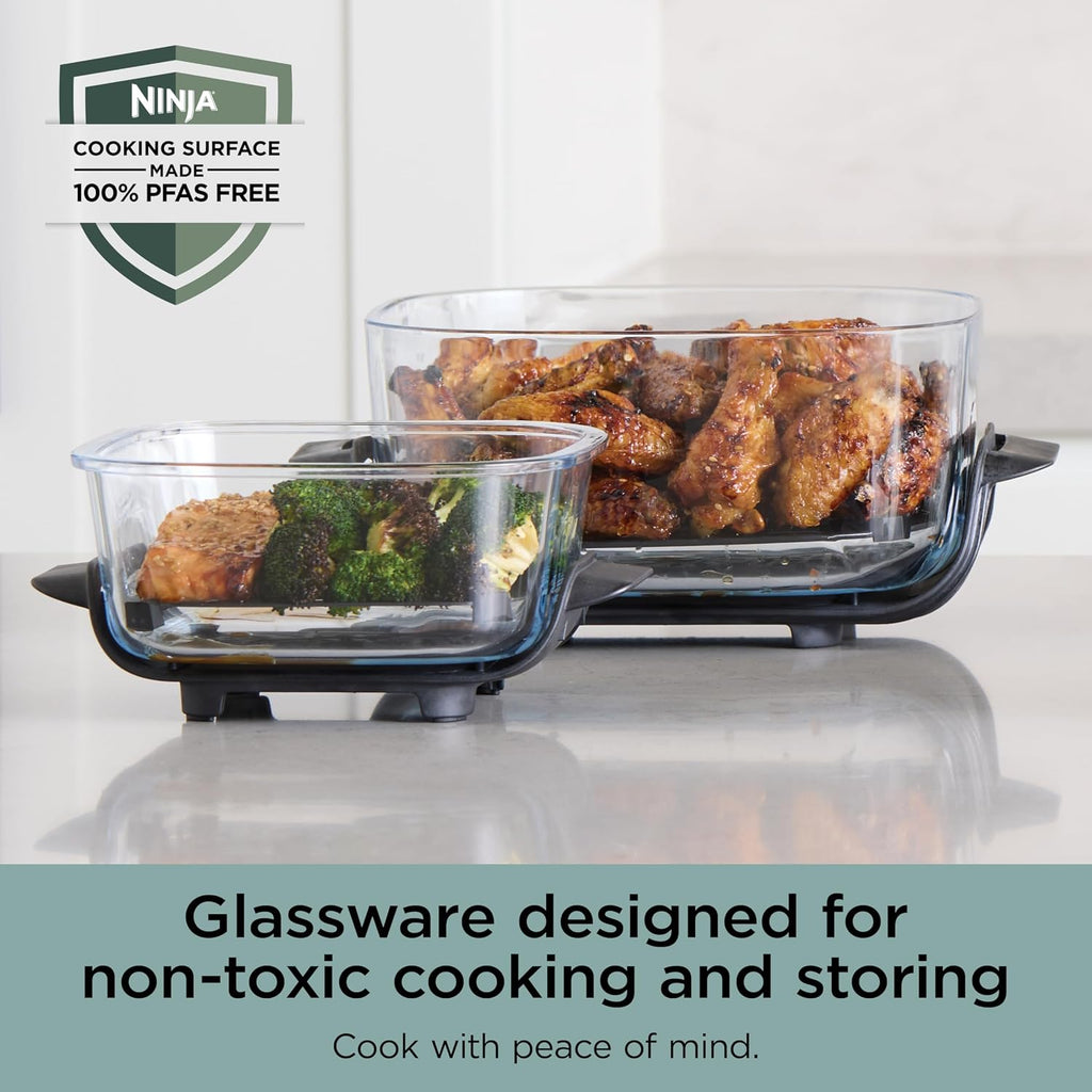 Ninja Crispi 4-in-1 Glass Air Fryer | 450°F | Non-Toxic | 4QT & 6-Cup Glass Containers w/Lids | Microwave, Freezer, Dishwasher Safe | Max Crisp, Air Fry, Bake, Recrisp | Mint | FN101MT