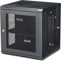 StarTech 4-Post 12U Wall Mount Network Cabinet with 1U Shelf, 19in Wall-Mounted Server Rack Kit, Up to 16in Mounting Depth, Ships Fully Assembled