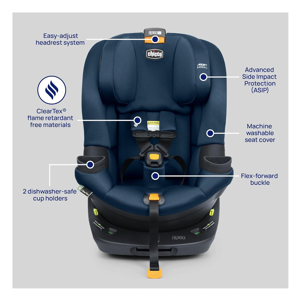 Chicco Fit360® SE ClearTex® Rotating Convertible Toddler Car Seat with 360 Degree Rotation for Rear-Facing and Forward-Facing Usage (No Infant Insert Included) | Lupine/Purple