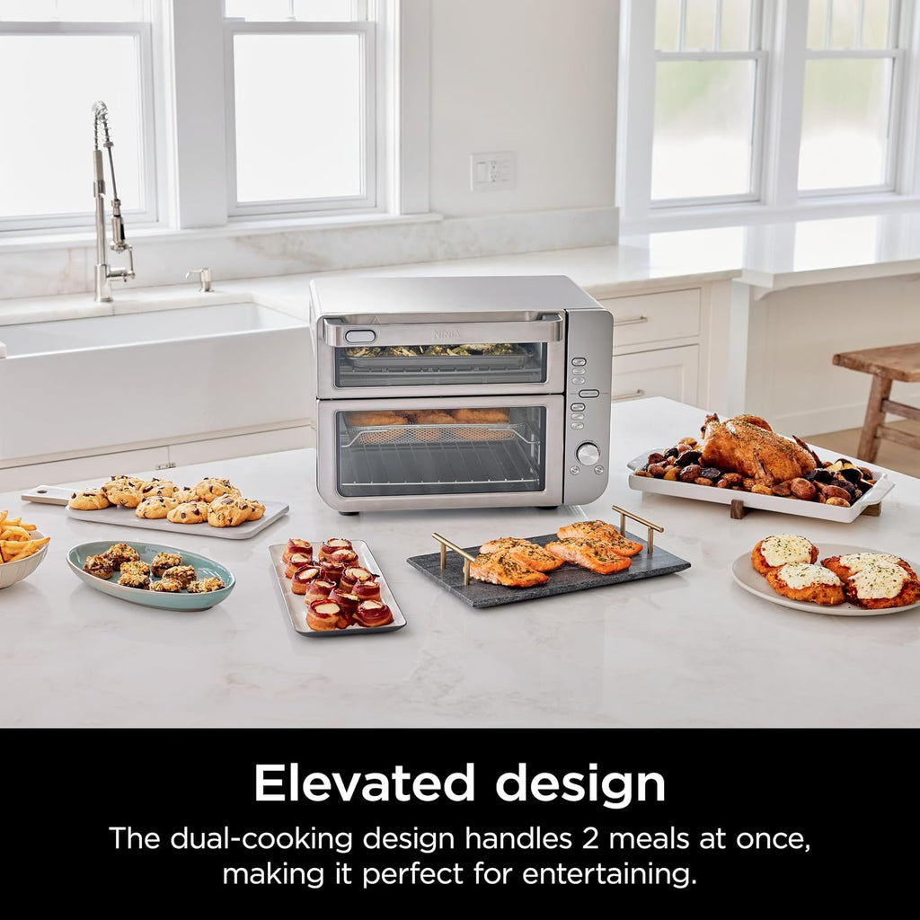 Ninja Double Stack XL Countertop Oven & Air Fryer, 12-in-1, Flexdoor, FlavorSeal, SMART FINISH with DualZone Technology, Countertop Oven, Air Fryer, Bake, Broil, Reheat, Pizza, Stainless Steel, DCT601 (Renewed)