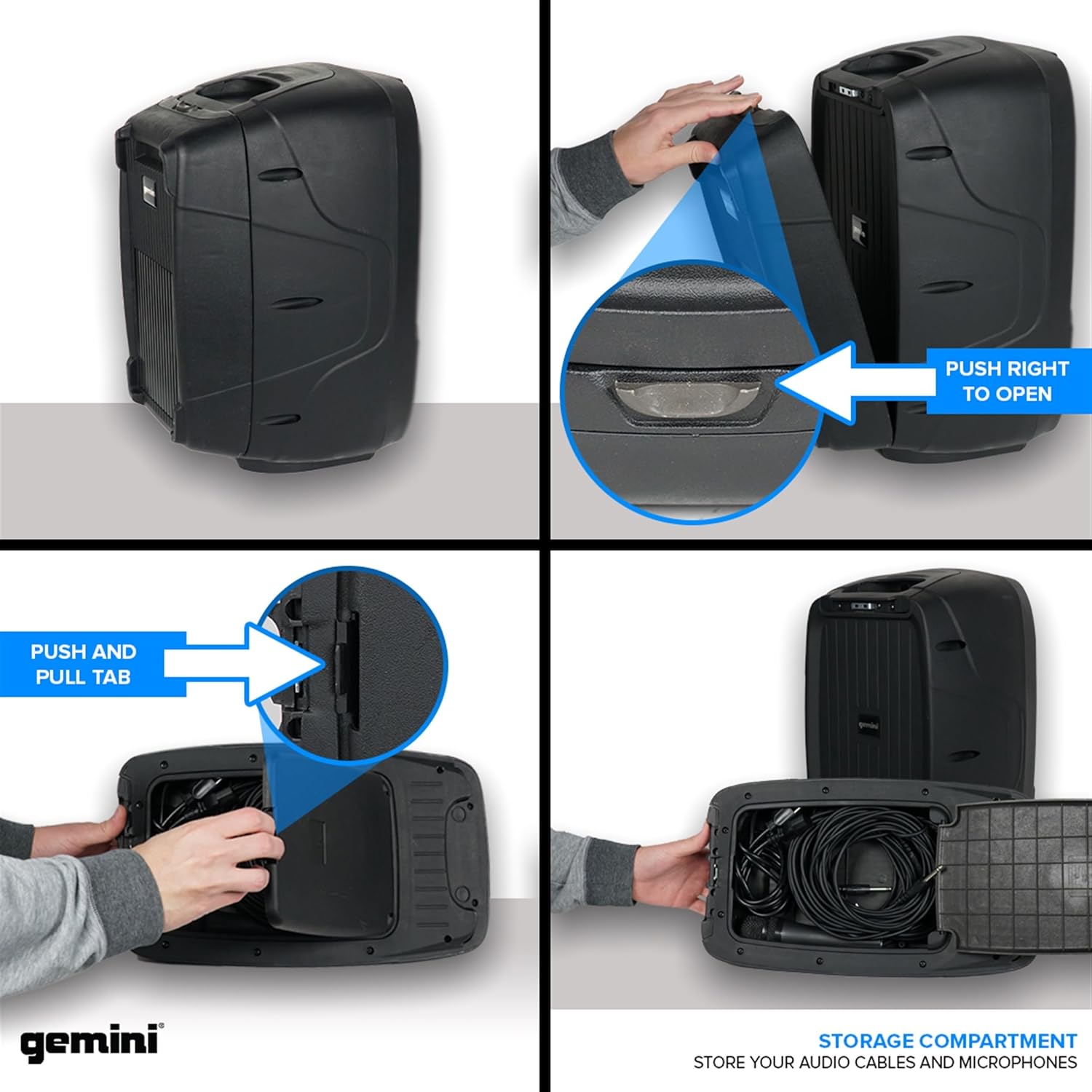 Gemini Portable PA System with Bluetooth, Powered System with 6-Channel Mixer, Dual 10' Speakers, Mic & Cables—All-in-One for DJs, Events, Fitness & Worship (ES-210MXBLU)