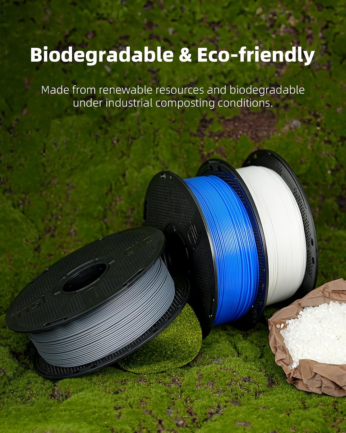 Inslogic Pre-Dried 10kg PLA Pro 3D Printer Filament Bundle, Strong & Tough PLA Pro Filament 1.75mm ±0.02mm, Reusable Spool, 10 Colors, 10kg Total, 10×1kg