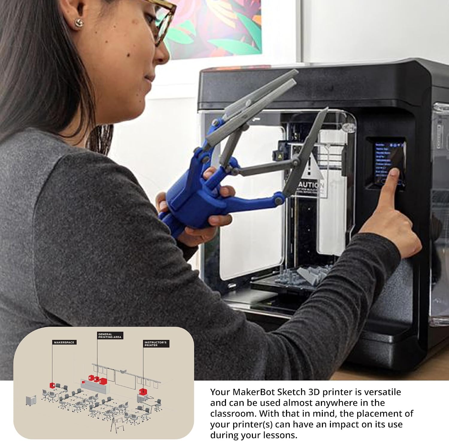 MakerBot Sketch 3D Printer with Fused Deposition Modelling Print Technology (Black, Large) Bundle with PLA Filament for Sketch Classroom and Printers (10-Pack) (2 Items)