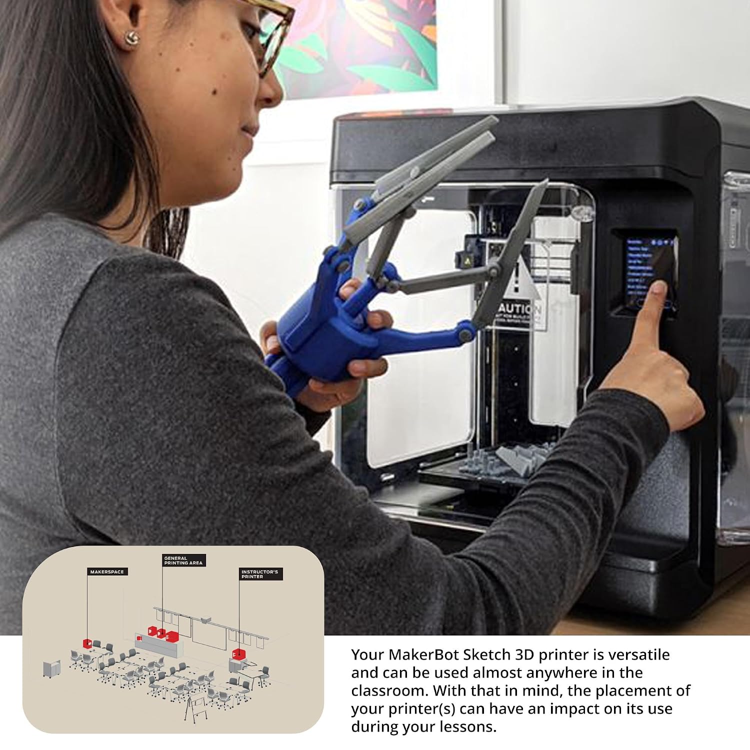 MakerBot Sketch 3D Printer with Fused Deposition Modelling Print Technology and Layer Resolution of 100 to 400 Microns (Black, Large)