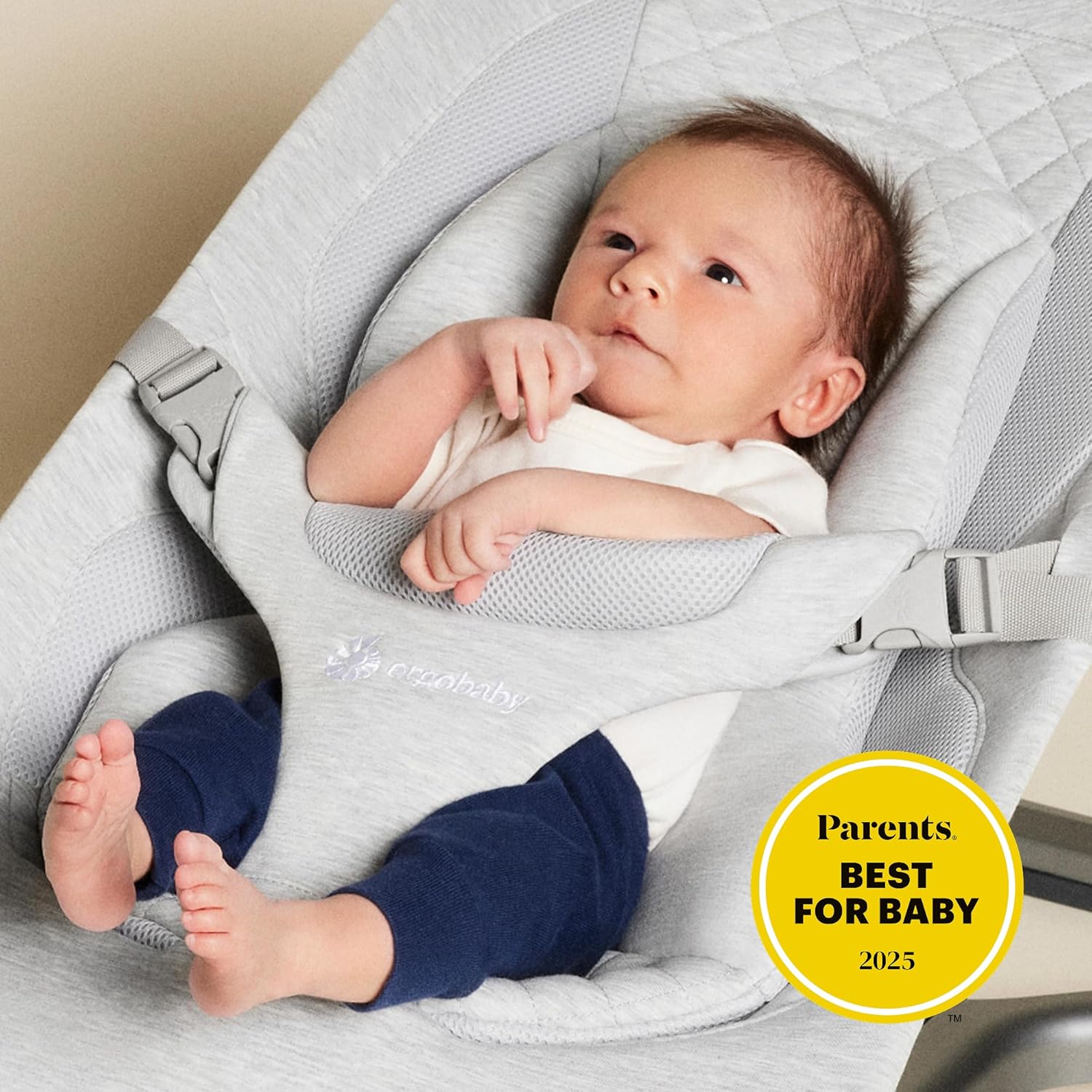 Ergobaby Evolve 3-in-1 Bouncer, Adjustable Multi Position Baby Bouncer Seat, Fits Newborn to Toddler, Light Grey