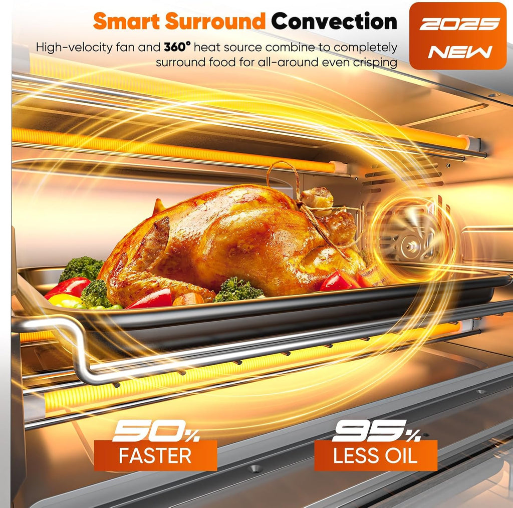 Nuwave Bravo Pro Convection Air Fryer Toaster Oven Combo, 2025 New and Improved, 10-in-1, 50°-450°F Temp Controls, Quick & Even Crisp Technology, 21Qt Capacity, Cinnamon, PFAS Free