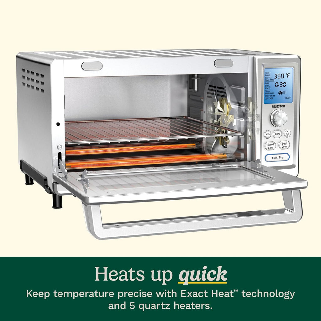 Cuisinart Chef's Convection Toaster Oven, 1800-Watt Electric Oven with 15 Cooking Functions, Fits 13' Pizza, 9'x13' Baking Pan, and Full-Size Chicken, Nonstick Interior, TOB-260N1NAS, Stainless Steel