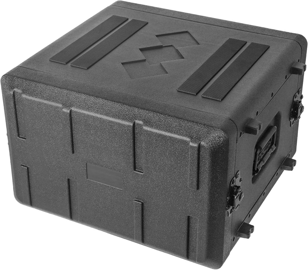Diandian 6U Rack Case Shallow 16' Depth, 19' Rackmount Flight Case, Watertight Dust-Proof, Shock Mount for Amplifier, Pro Audio, DJ Mixer, Effects with Microphone Compartments