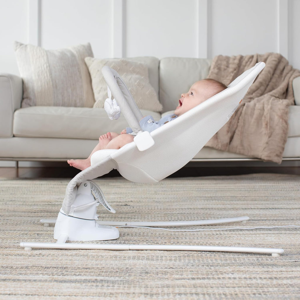 Baby Delight Alpine Wave Deluxe Infant Swing | Automated Motion Baby Lounger Seat | Infants 0 – 6 Months | Driftwood Grey