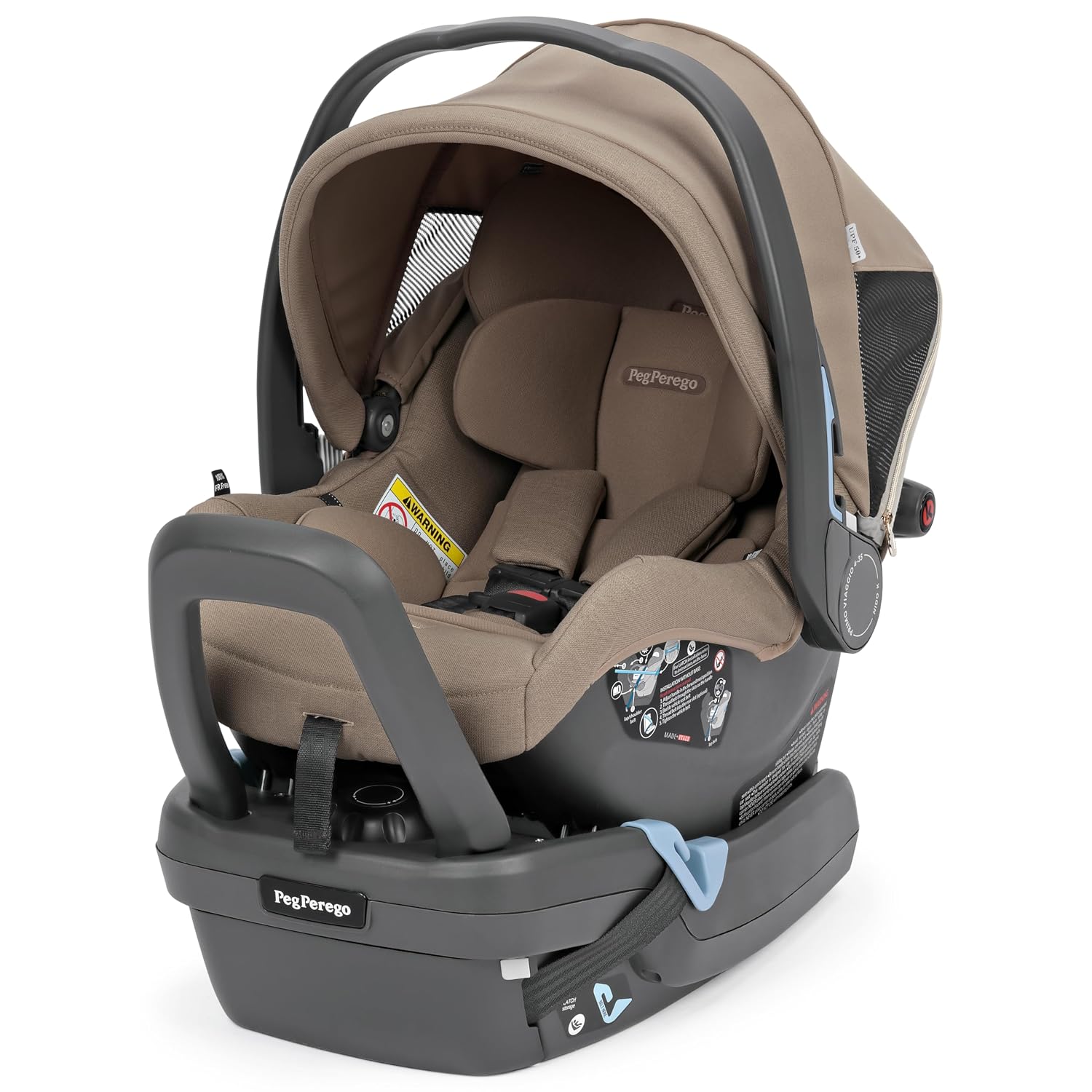 Peg Perego Primo Viaggio Nido - Rear Facing Infant Car Seat - Includes Base with Load Leg & Anti-Rebound Bar - for Babies 4 to 30 lbs - Made in Italy - Pine Bark
