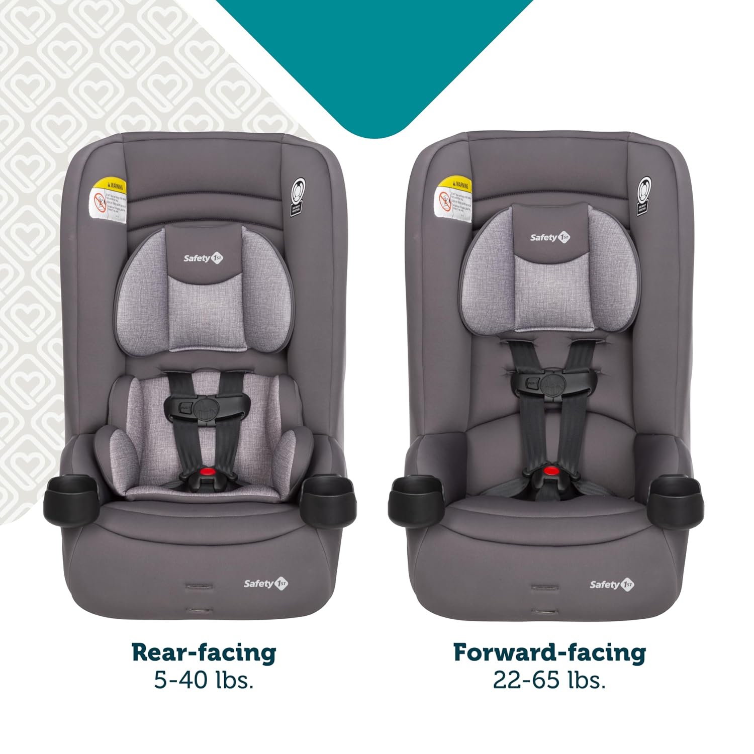 Safety 1st Jive 2-in-1 Convertible Car Seat, Rear Facing Car Seats for Babies (5-40 lbs, 19-40'), Forward Facing Carseat for Toddlers (22-65 lbs, 29-49'), Night Horizon