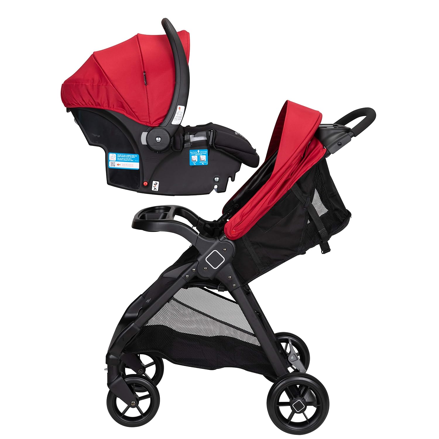 Safety 1st Smooth Ride Travel System Stroller and OnBoard FLX Infant Car Seat, Newborn to Toddler Baby Combo, Easy-Install, Large Canopy, Ample Storage, Foldable, Rear-Facing 4-30 lbs, Black Cherry