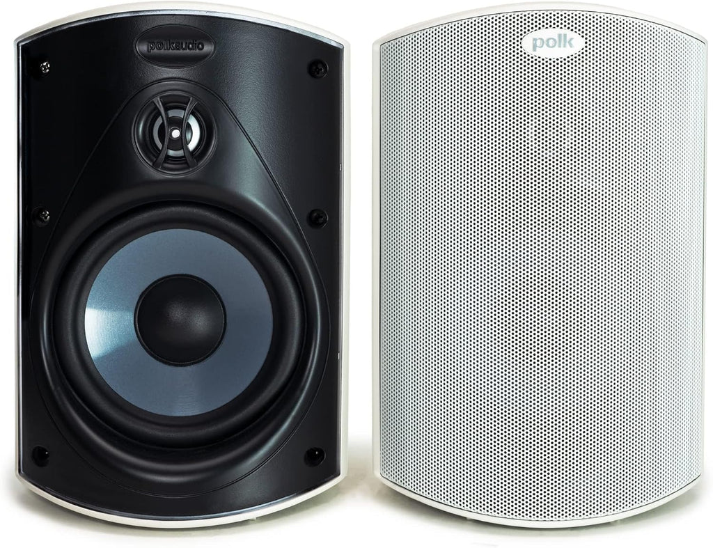 Polk Audio Atrium 4 Outdoor Speakers with Powerful Bass (Pair, White), All-Weather Durability, Broad Sound Coverage, Speed-Lock Mounting System