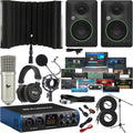 PreSonus Studio 24c Recording Studio Bundle with Mackie CR4-X Monitors, Condenser Microphone, Isolation Shield, Headphones, XLR Cables & Complete Music Production Software Suite