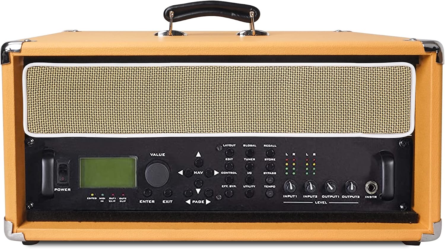 Sound Town Vintage 4U Amp Rack Case, 12.5' Depth with Rubber Feet, Dust Cover, Kickstand, Orange (STVRC-4OR)