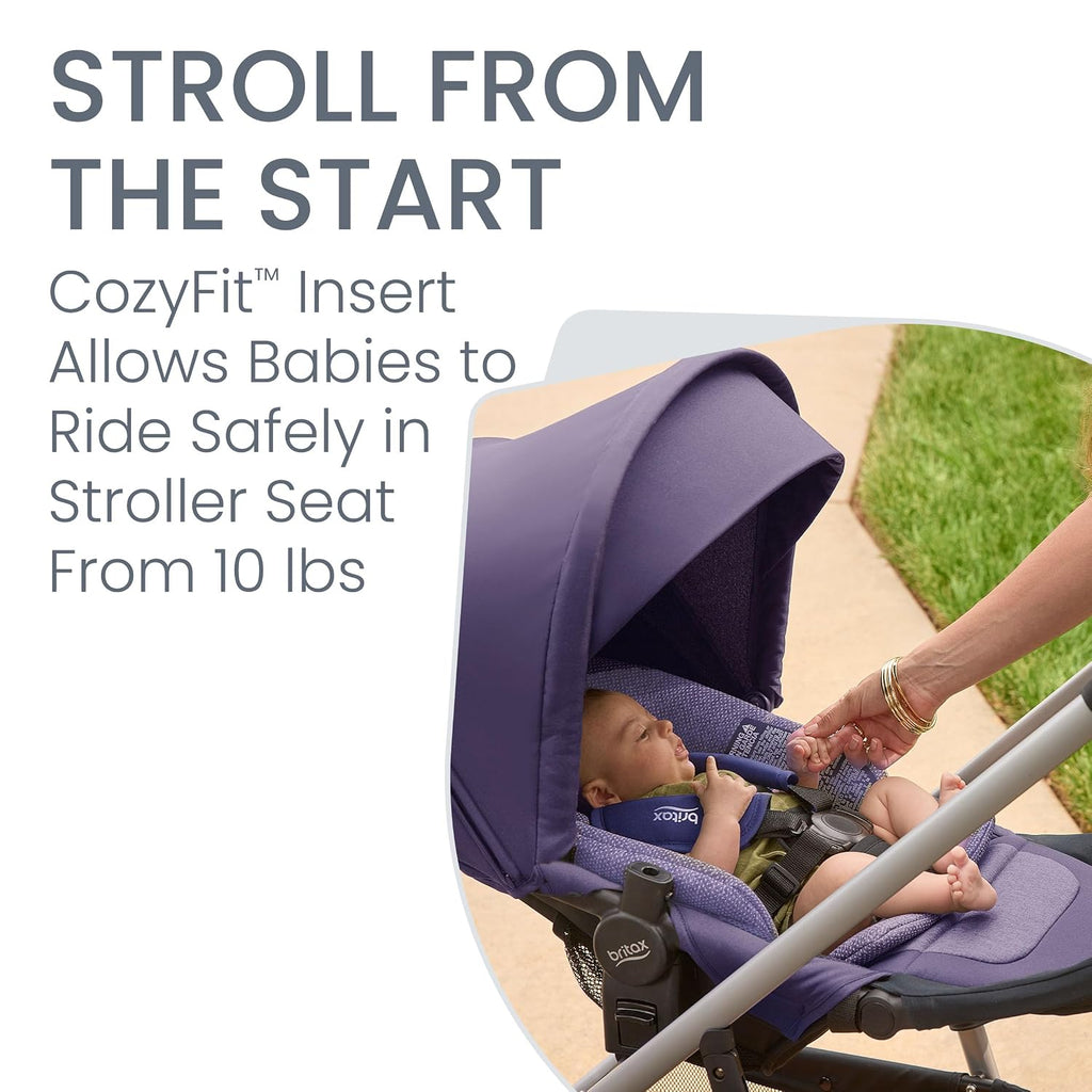 Britax Willow Grove SC Travel System, Infant Car Seat Stroller Combo with Willow SC Infant Car Seat, Alpine Base, and Grove Stroller; ClickTight Technology, SafeWash & StayClean Fabrics — Pindot Iris