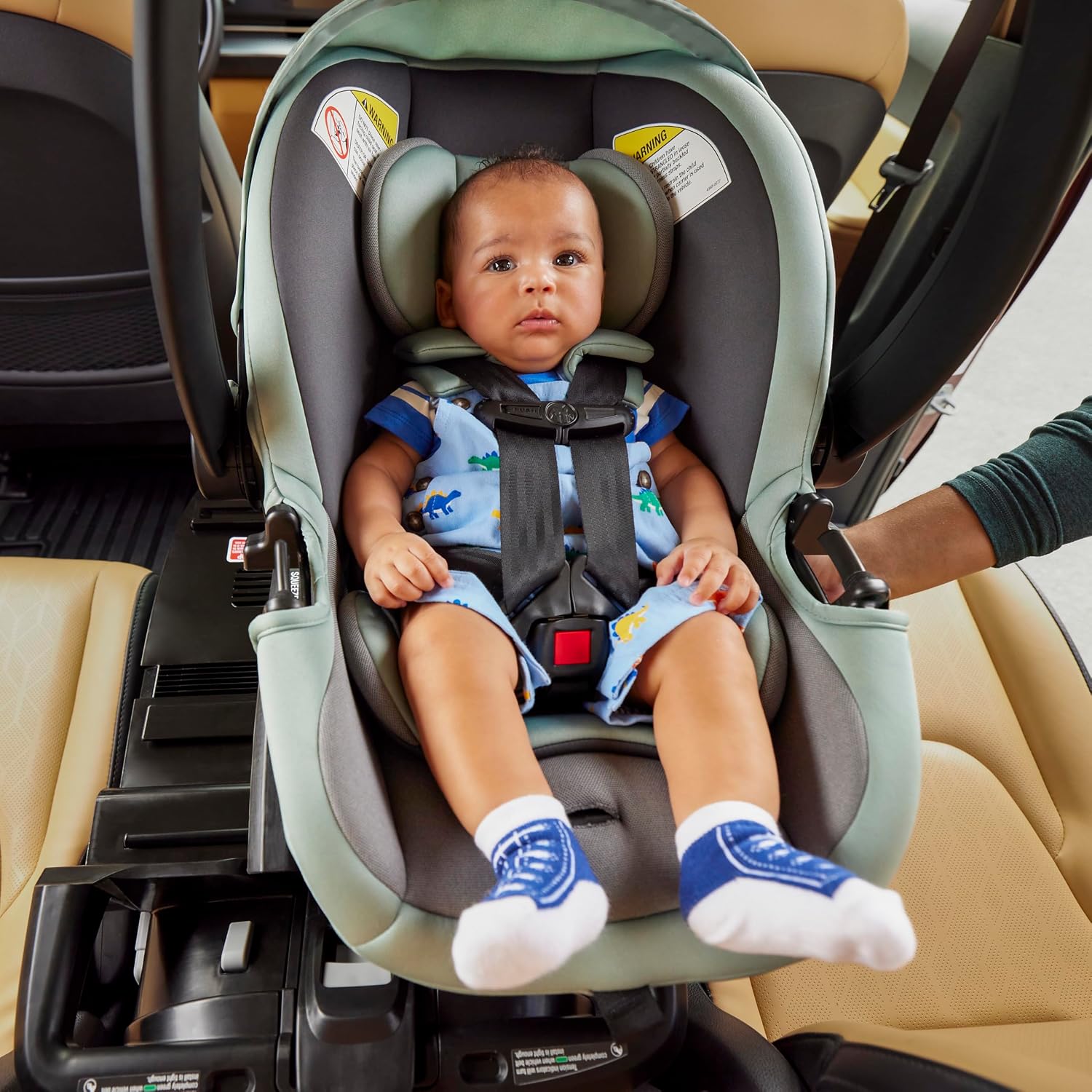 Safety 1st® onBoard™ Slide DLX Infant Car Seat w/SafetySlide™ Base, Easy-Install Rigid Latch, Lightweight Rear-Facing Seat, Newborn Carrier, Extra-Large Canopy, Travel System Ready, Dusty Marble