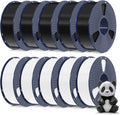SUNLU 3D Printer Filament Bundle 10KG, PLA Plus Filament 1.75mm, Neatly Wound PLA+ Filament for Most 3D Printer, 2 Colors, 1kg Spool, Black * 5 Spools & White 5 Spools