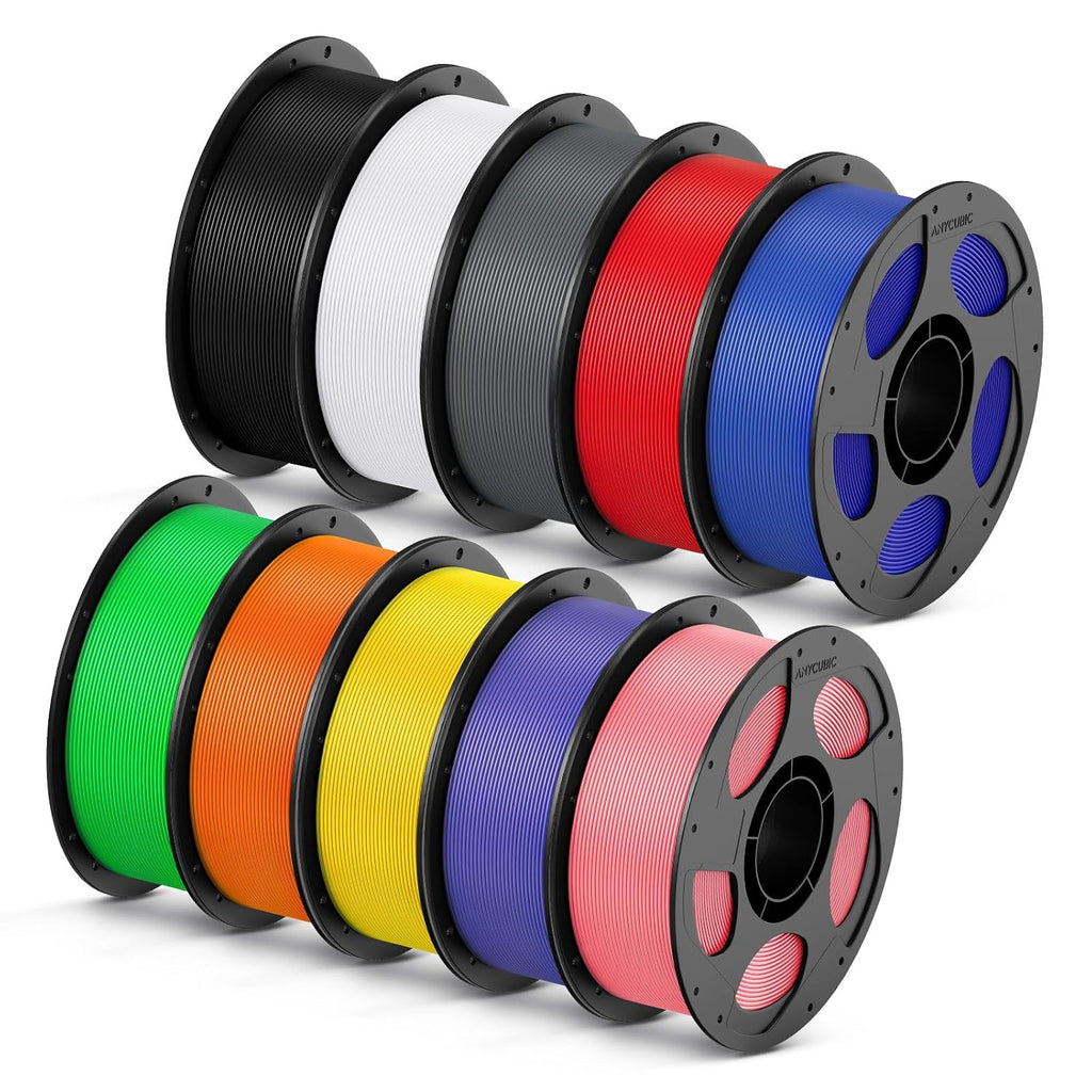 ANYCUBIC High Speed 3D Printer Filament 1.75mm Bundle, 10KG Pearl Black+Bright White+Texture Grey+Bright Red+Dazzling Blue+Classic Green+Vibrant Orange+Vibrant Yellow+Purple Opulence+Strawberry Pink