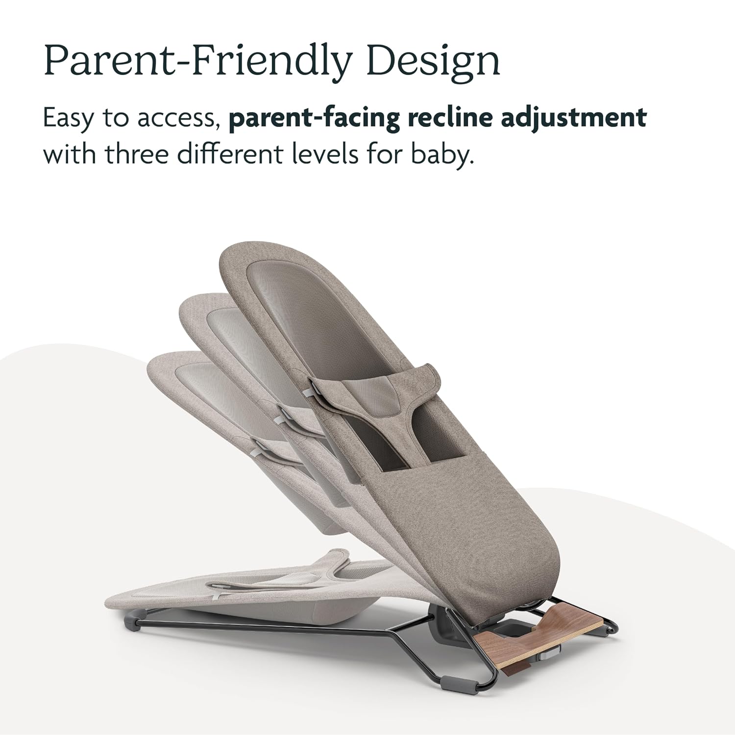 UPPAbaby Mira Bouncer/Portable 2-in-1 Bouncer + Seat Grows with Your Baby/GREENGuard® Gold, JPMA + FSC® Certified/Cozy Seat Liner + Storage Bag Included/Stella (Grey Mélange/Silver Chrome/Maple Wood)