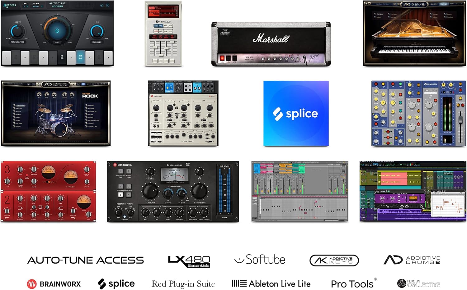 Focusrite Scarlett 4i4 4x4 USB Audio Interface Full Studio Bundle with Download for Creative Music Production Softwar with LyxPro 3.5BT 50W Bluetooth Studio Monitors & Isolation Recording Shield