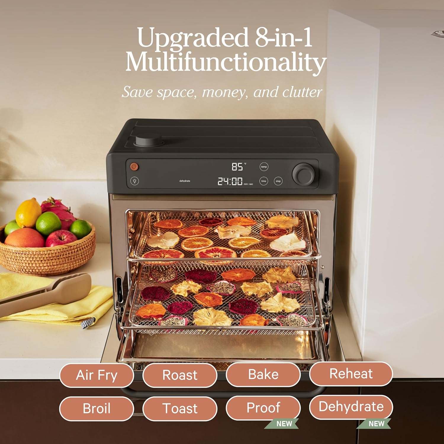Our Place Wonder Oven Pro | 8-in-1 Digital Air Fryer & Countertop Oven with Basket, Rack, Pan & Tray | 3-Rack, 32 QT Capacity - Air Fry, Toast, Roast, Bake, Reheat, Broil, Proof & Dehydrate | Char