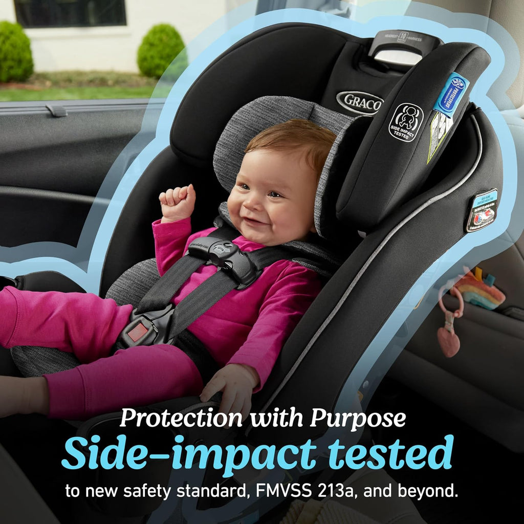 Graco Slimfit 3-in-1 Convertible Car Seat, Slim Car Seat with Space-Saving Design, Highback Booster Seat with 10-Position Headrest, Rear Facing and Forward Facing Carseat, Darcie