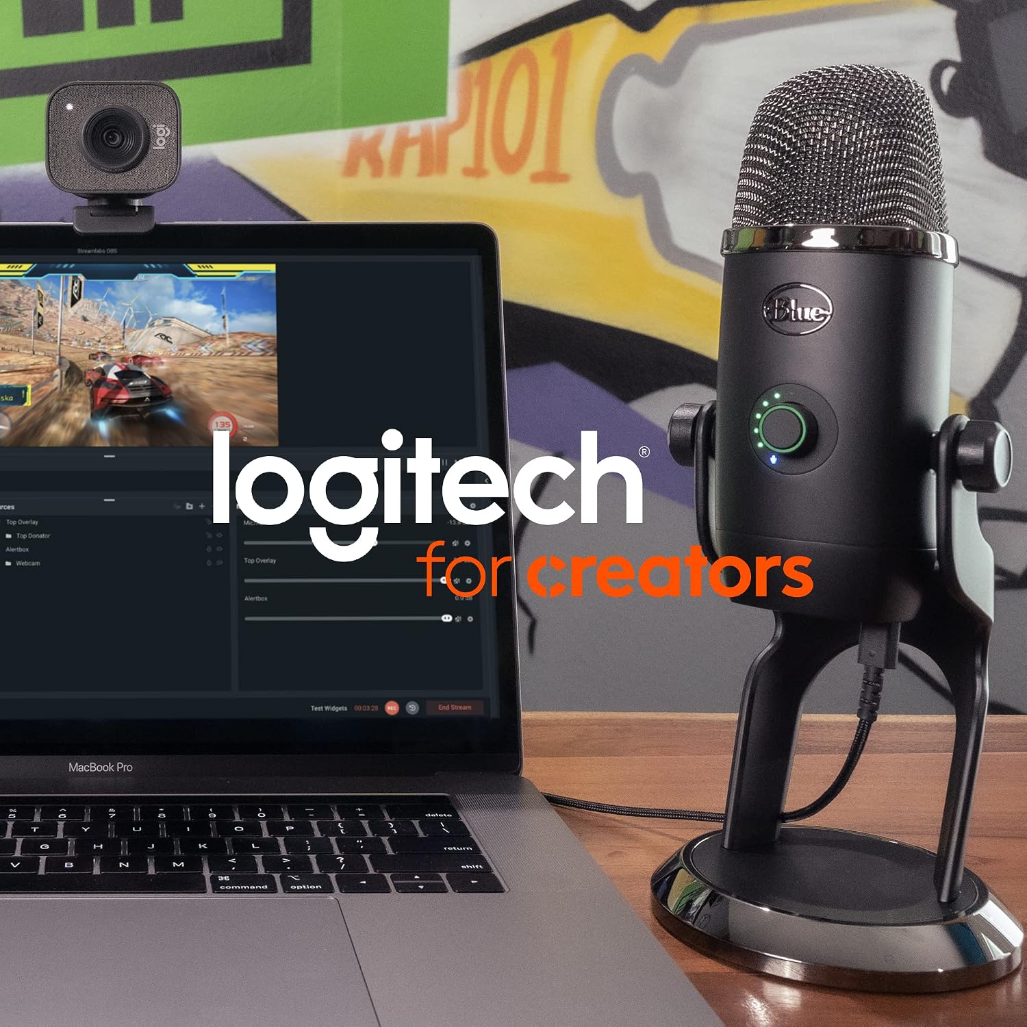 Logitech Creators Blue Yeti USB Microphone for PC, Mac, Gaming, Streaming, Podcasting, Studio and Computer Condenser Mic with Blue VO!CE Effects, 4 Pickup Patterns, Plug and Play - Midnight Blue