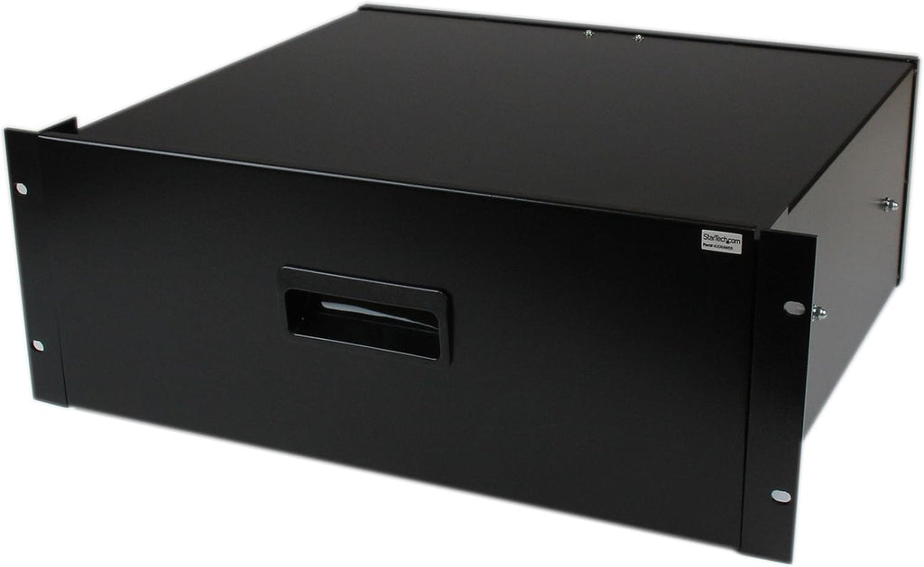 StarTech.com 4U Rack Mount Drawer - 55 lb (25 kg) - 4U Steel Storage Rack Drawer for 19' AV / Sever / Network Equipment Rack or Cabinet (4UDRAWER) Black