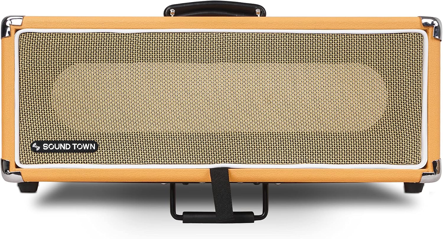 Sound Town Vintage 3U Amp Rack Case, 12.5' Depth with Rubber Feet, Dust Cover, Kickstand, Orange (STVRC-3OR)