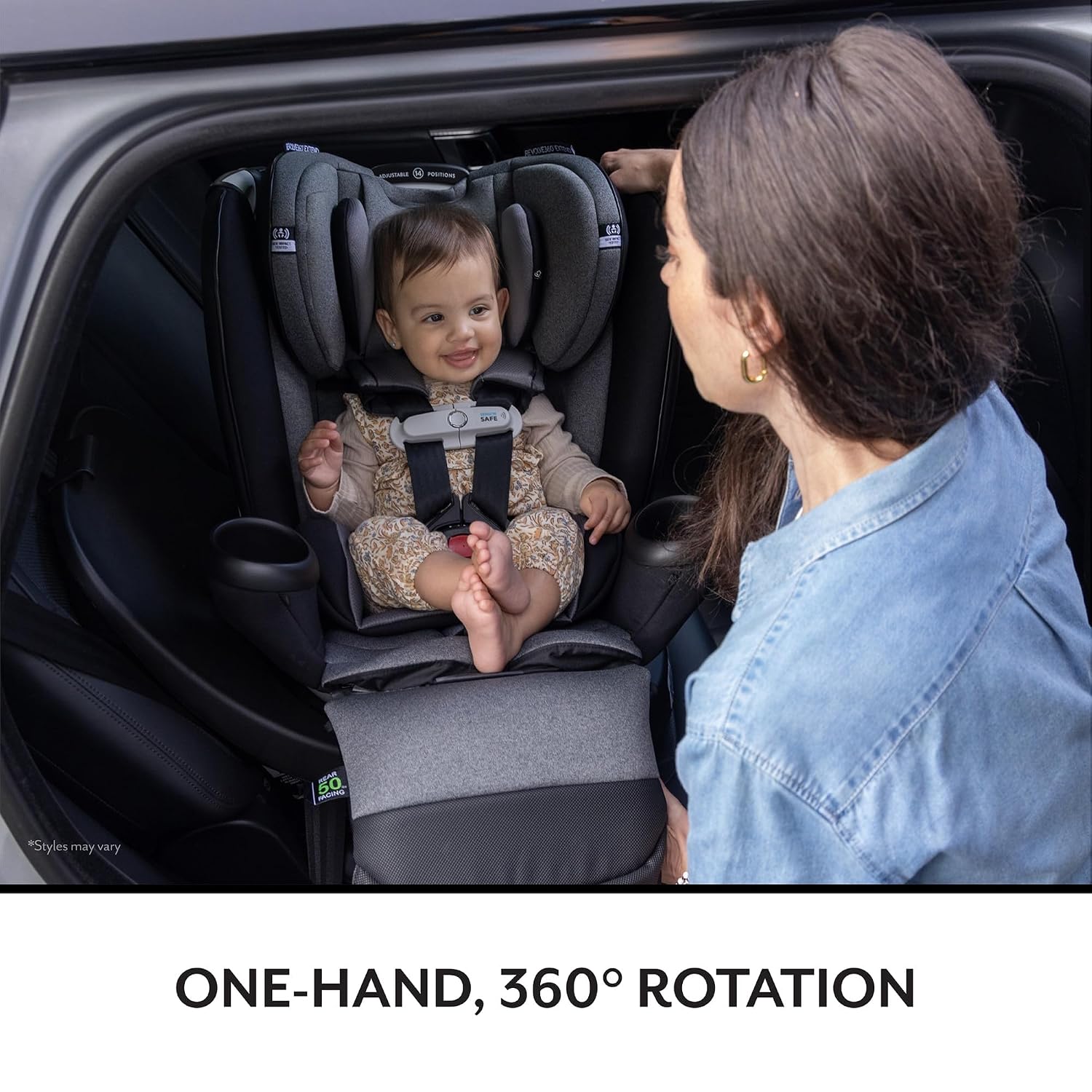 Evenflo Gold Revolve360 Extend All-in-One Rotational Car Seat with SensorSafe (Onyx Black)