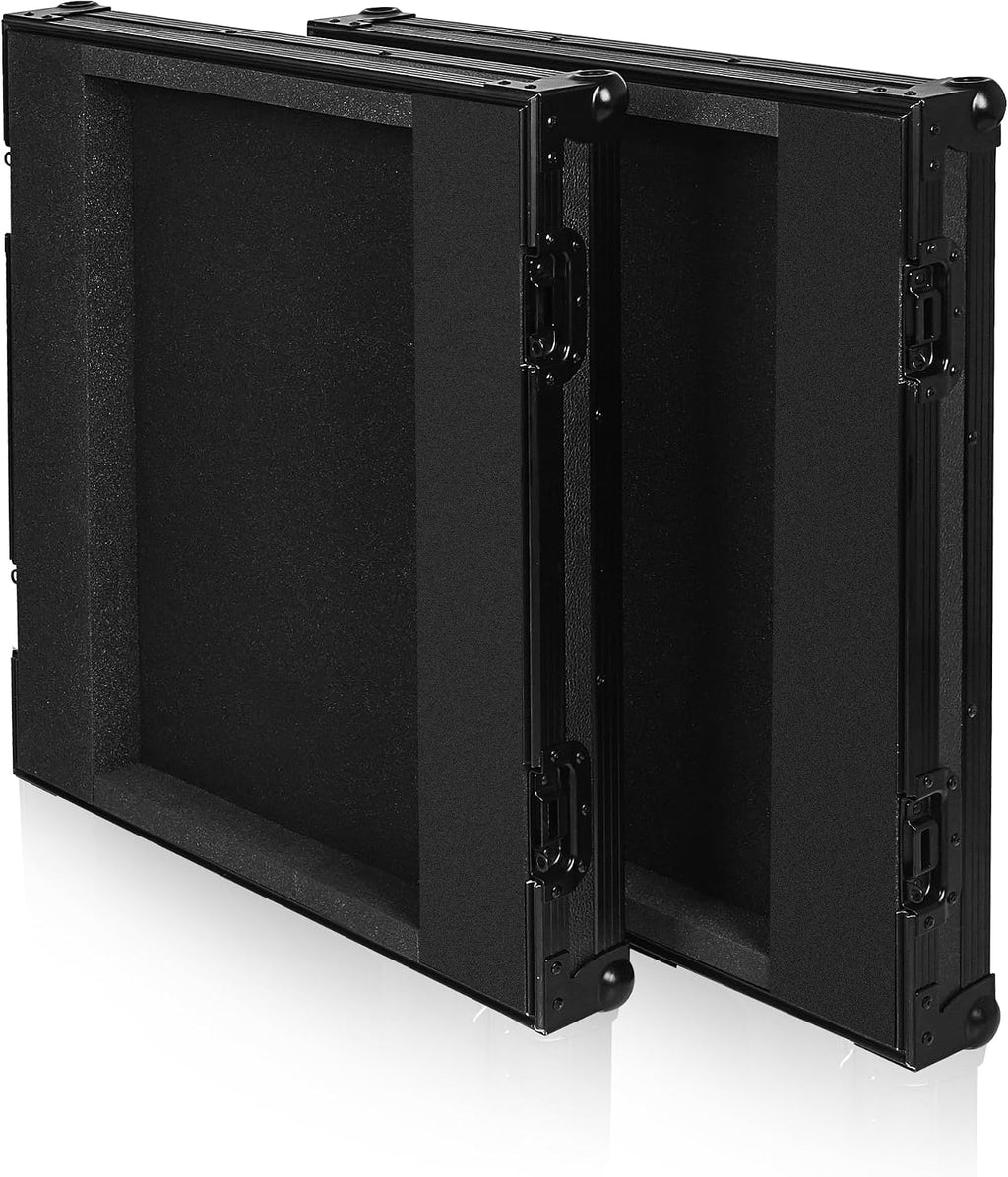 Sound Town Black Series Shock Mount 12U ATA Plywood Rack Case with 21' Rackable Depth, All-Black Anodized Hardware and Casters, Pro Tour Grade (STRC-SPB12UW)