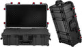 Regetek Waterproof Rolling Hard Case 35 x 20.5 x 12 Inch, Equipment Case with Foam/Wheels/ 3 Large Handles for Camera, Tool, Electronics Transport, Shockproof, Lockable, Inner 31.5' x 17.7' x 7.5'