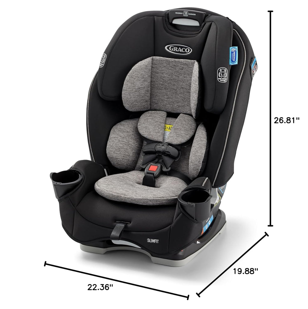 Graco Slimfit 3-in-1 Convertible Car Seat, Slim Car Seat with Space-Saving Design, Highback Booster Seat with 10-Position Headrest, Rear Facing and Forward Facing Carseat, Jarret